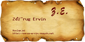 Zárug Ervin névjegykártya